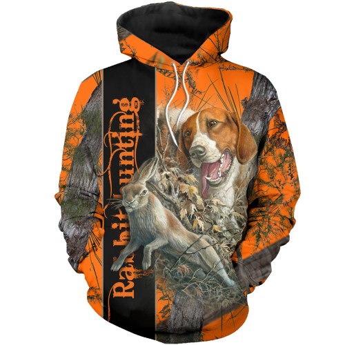 beagle hunting rabbit camo style full over printed hoodie 1