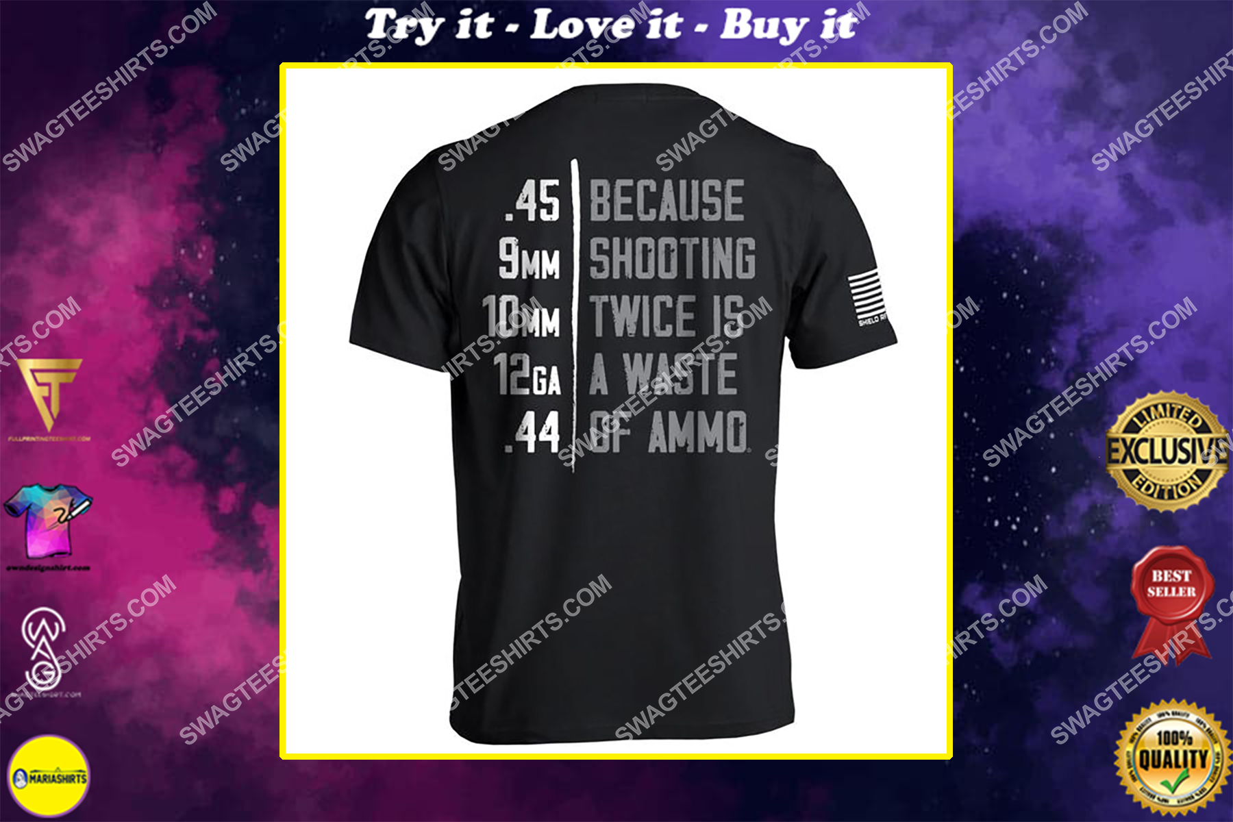 because shooting twice is a waste of ammo gun control political shirt