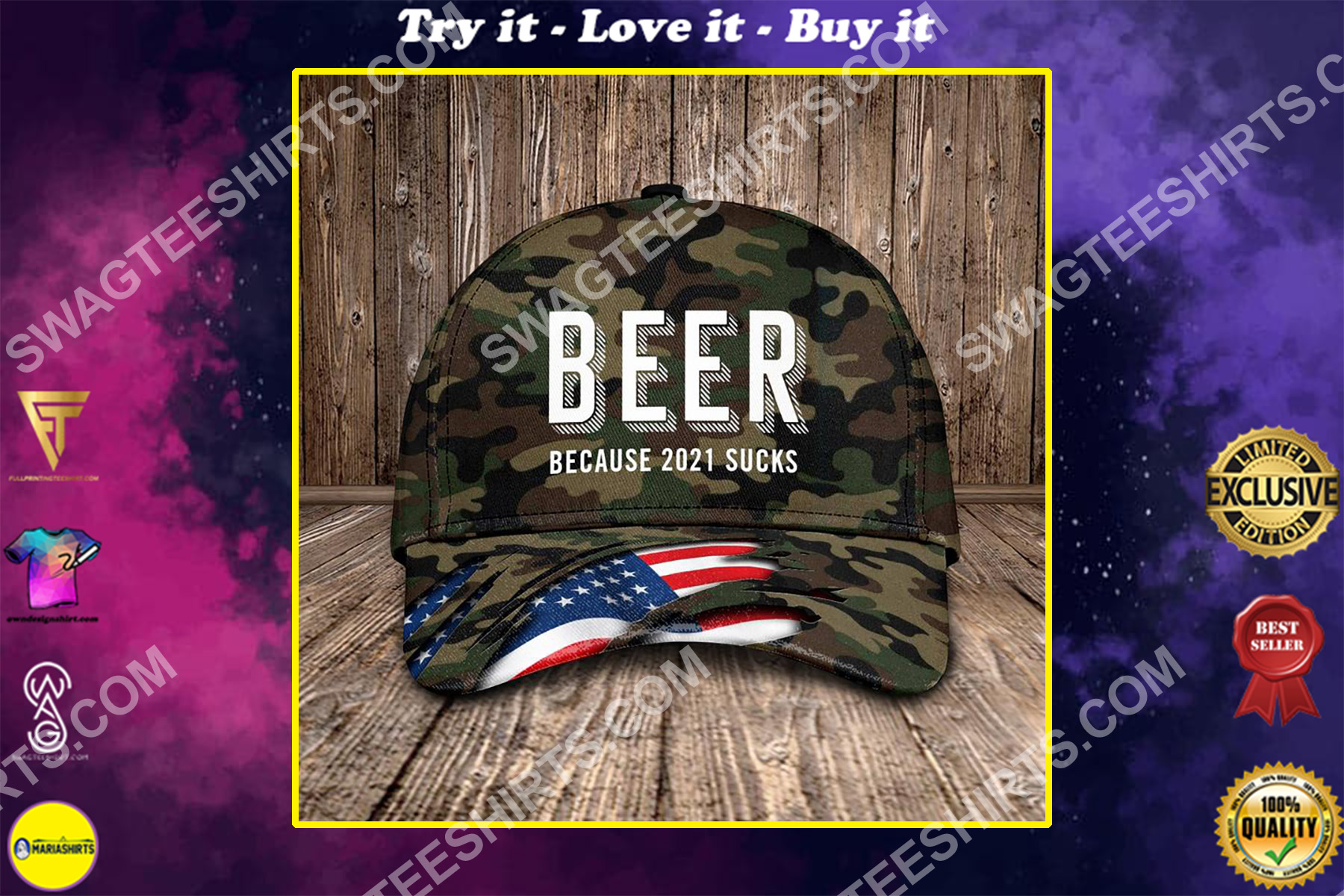 beer because 2021 sucks all over printed classic cap