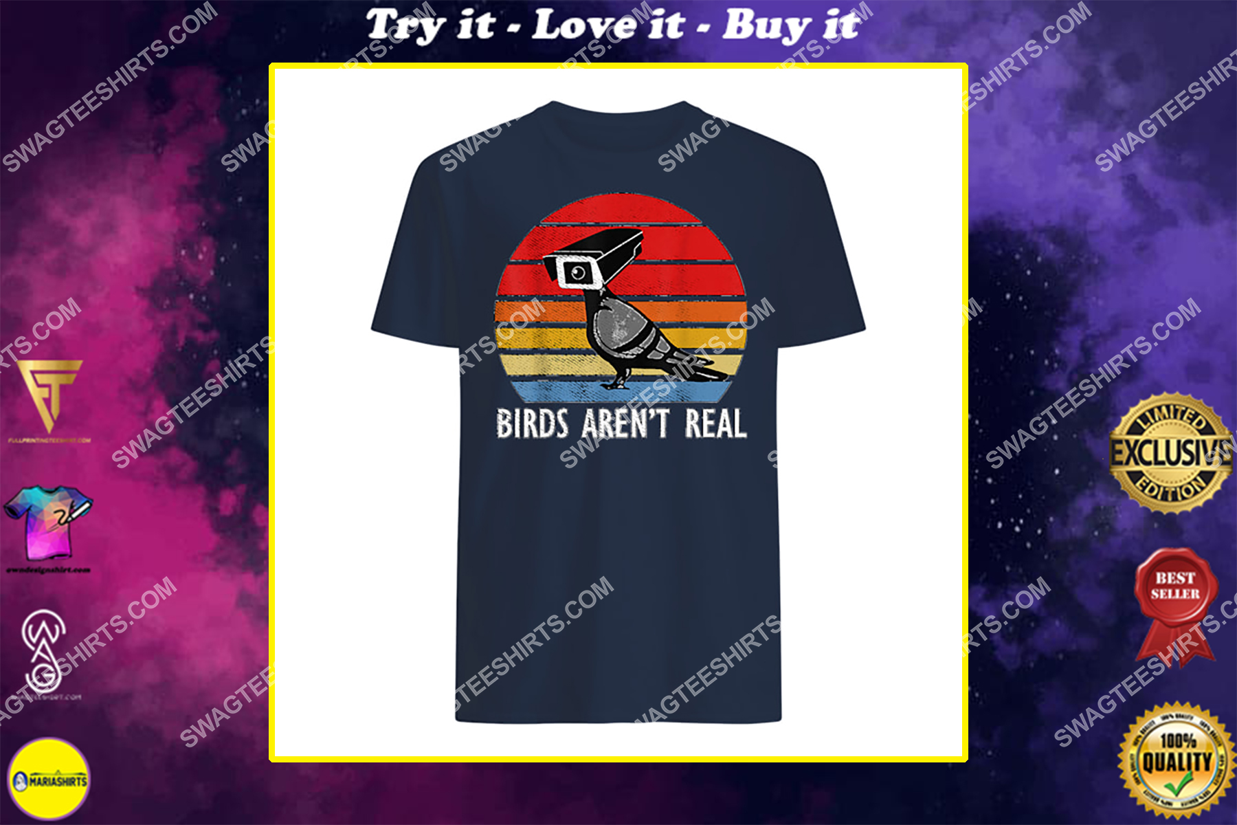 birds are not real retro funny bird watching spies shirt