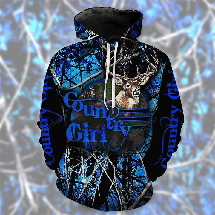 black and blue country girl for hunter all over printed hoodie