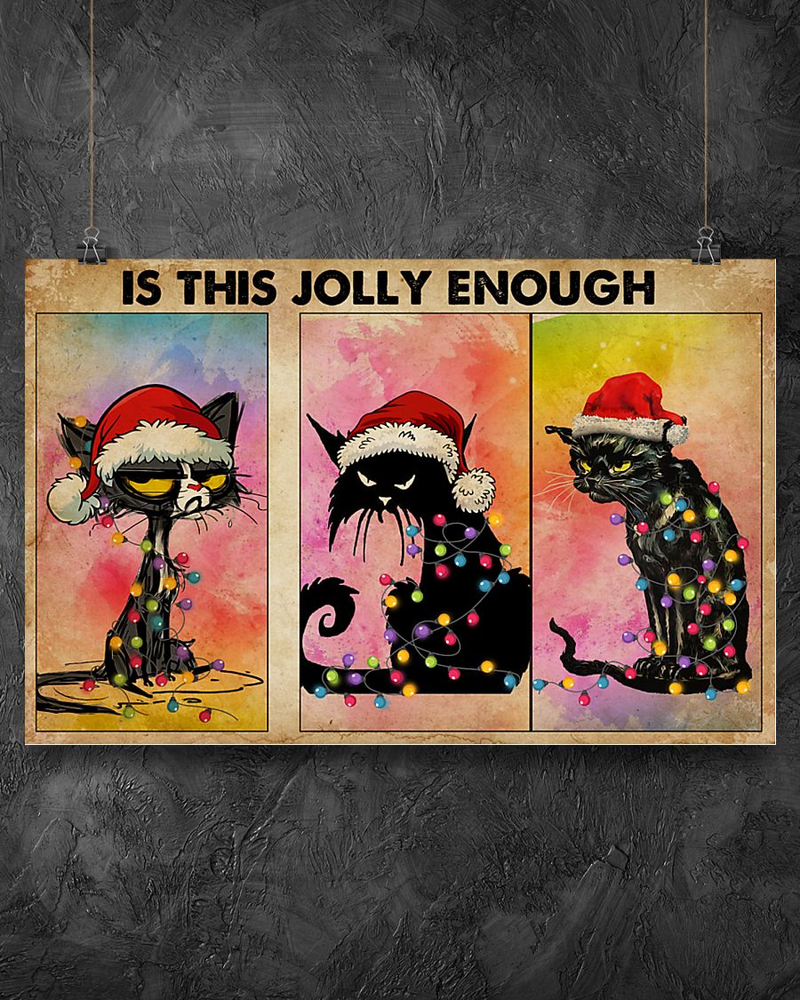 black cat christmas light is this jolly enough poster 3