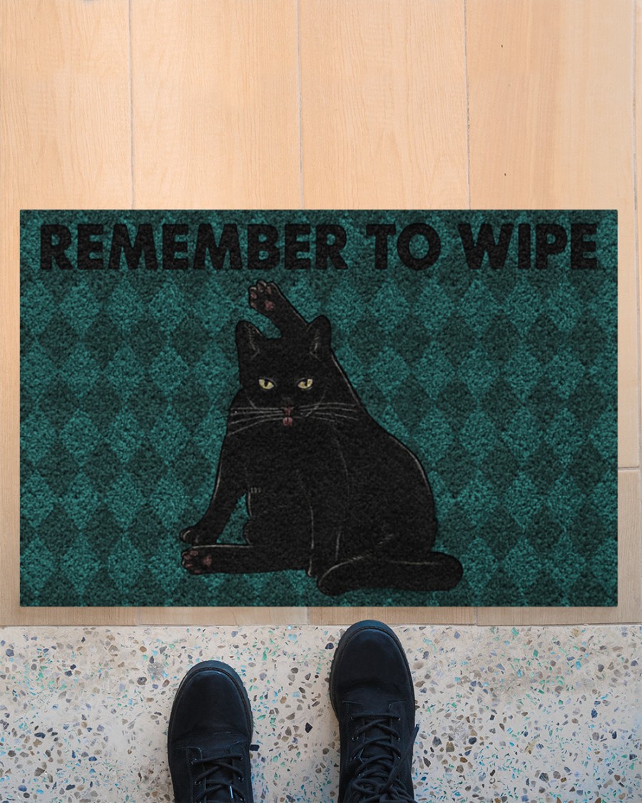 black cat remember to wipe full printing doormat 3