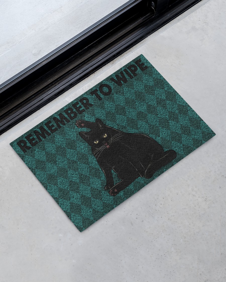 black cat remember to wipe full printing doormat 4