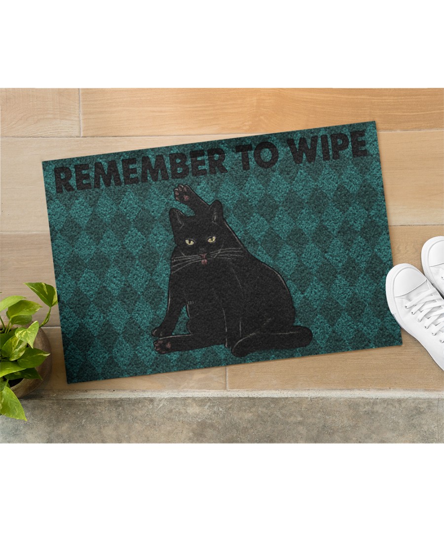black cat remember to wipe full printing doormat 5