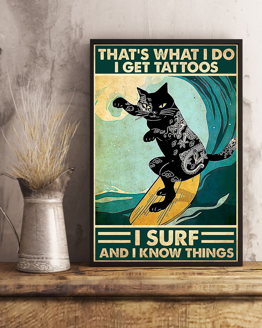 black cat thats what i do i get tattoos i surf and i know things surfing vintage poster 4
