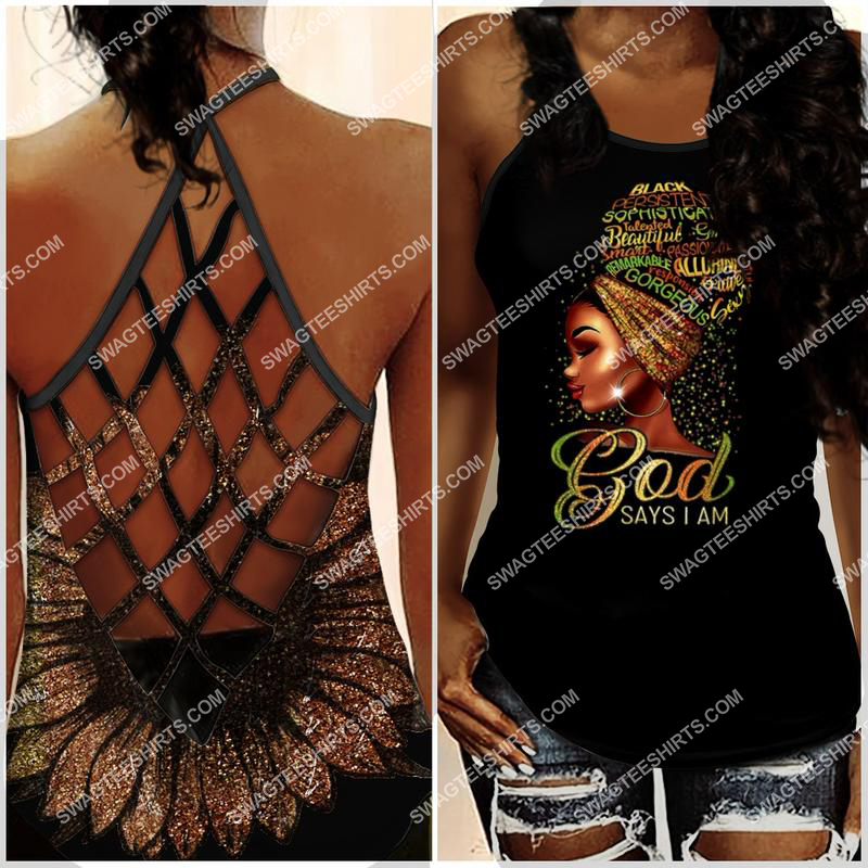 black girl God says i am all over printed strappy back tank top 1 - Copy (2)