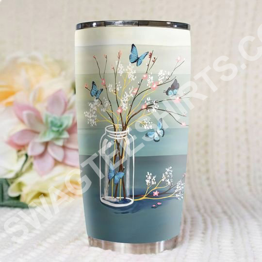 blue butterfly love never dies all over printed stainless steel tumbler 2(1)