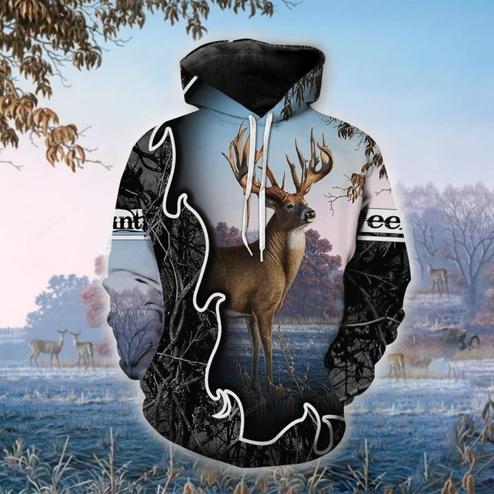 blue hunting deer for hunter all over printed hoodie