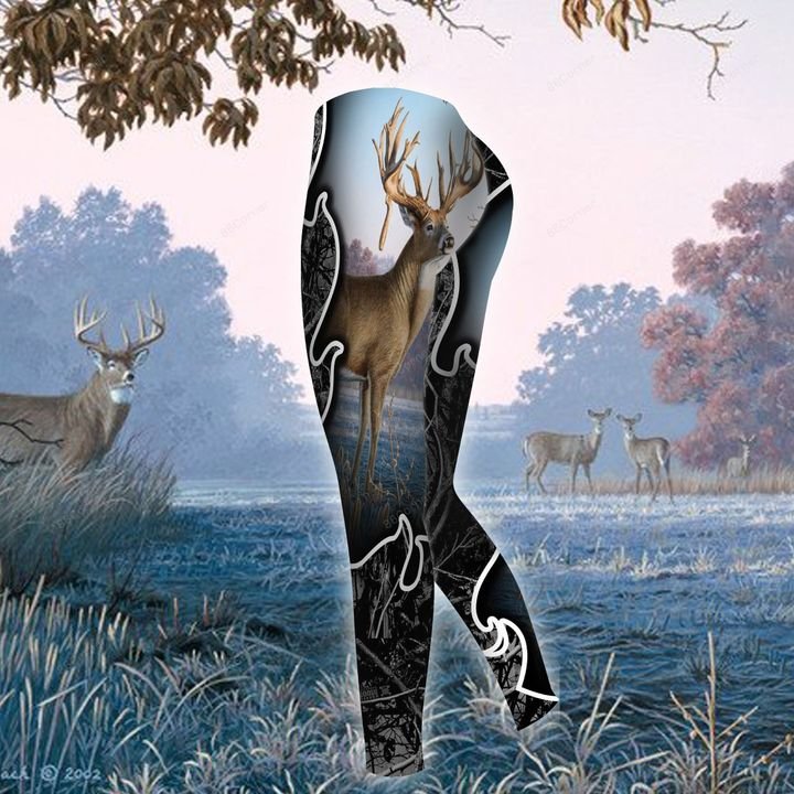 blue hunting deer for hunter all over printed legging