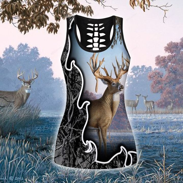 blue hunting deer for hunter all over printed tank top