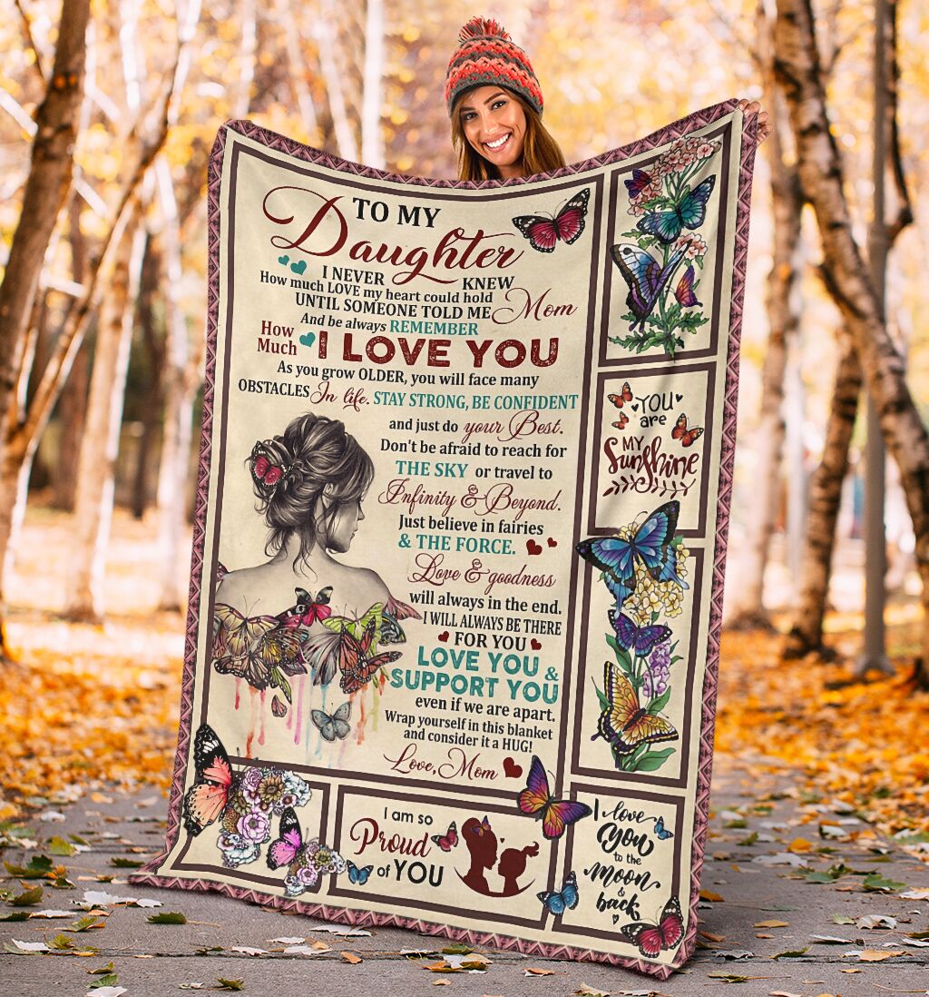 butterfly and girl to my daughter i am so proud of you full printing blanket 4