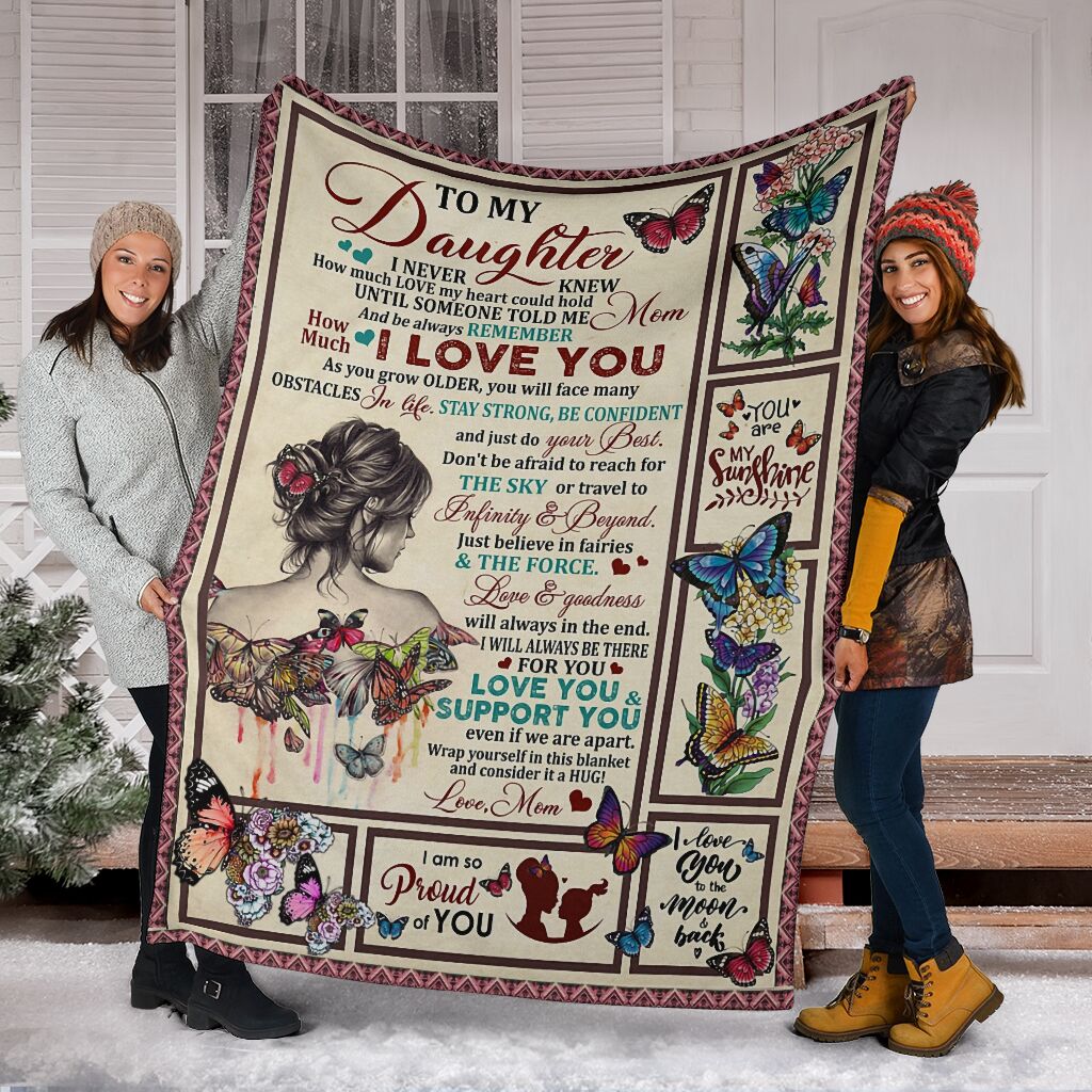 butterfly and girl to my daughter i am so proud of you full printing blanket 5