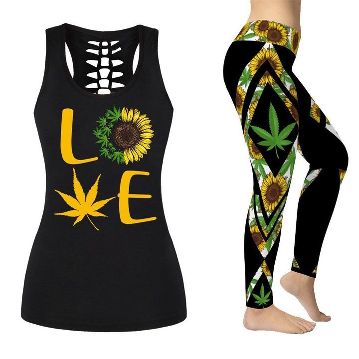 cannabis sunflower all over printed shirt 1