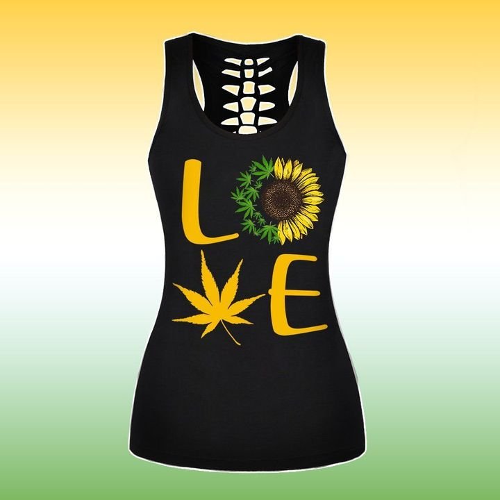 cannabis sunflower all over printed tank top