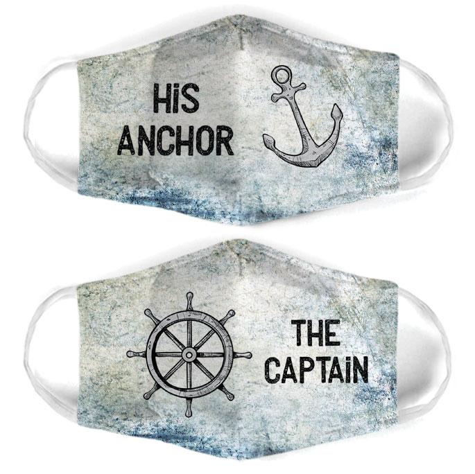captain and anchor couple the captain all over print face mask 3