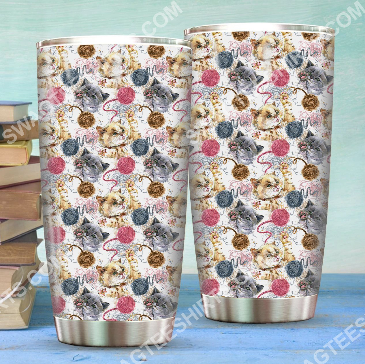cat and yarn all over printed stainless steel tumbler 2(1) - Copy