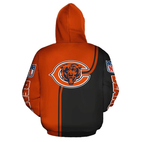 chicago bears abbey road full over printed hoodie - back