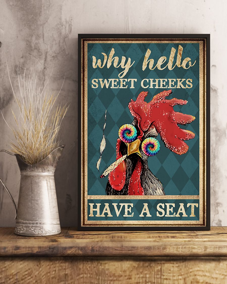chicken hei hei why hello sweet cheeks have a seat vintage poster 2