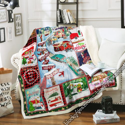 christmas camper this way to a merry christmas and happy new year blanket 2