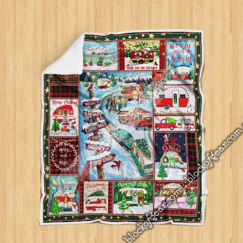 christmas camper this way to a merry christmas and happy new year blanket 3