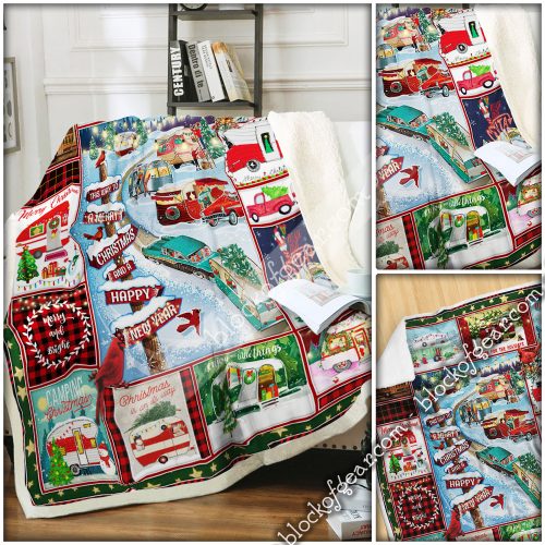 christmas camper this way to a merry christmas and happy new year blanket 4