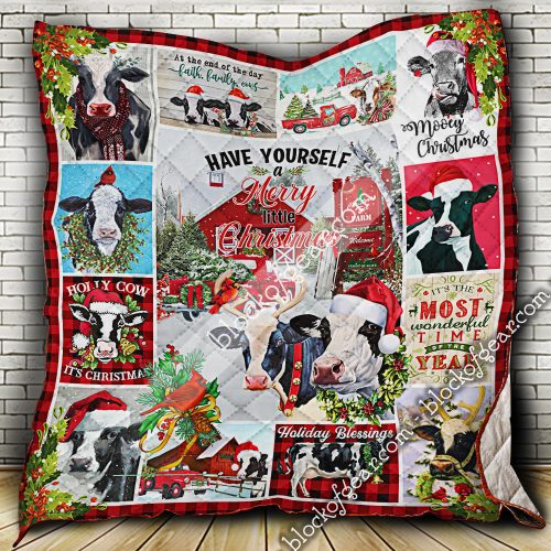 christmas cow have yourself a merry little christmas all over print quilt 3