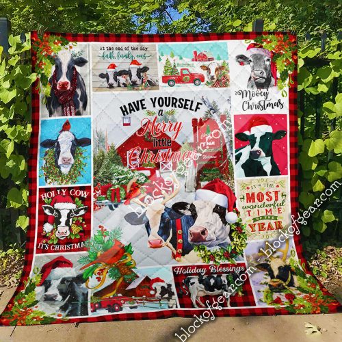 christmas cow have yourself a merry little christmas all over print quilt 4