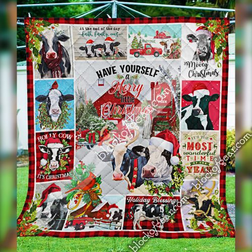 christmas cow have yourself a merry little christmas all over print quilt 5
