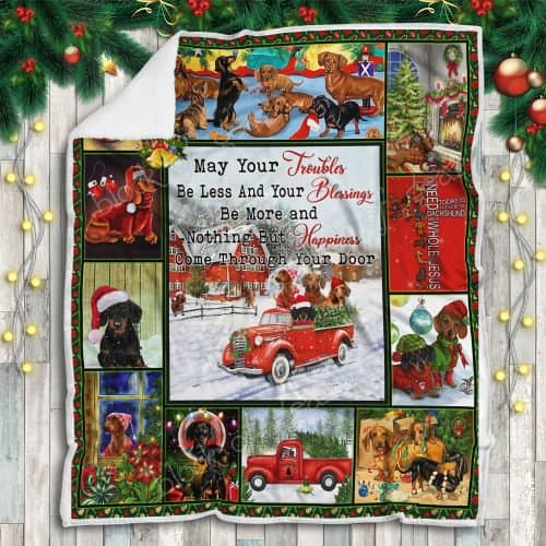 christmas dachshund may your troubles be less and your blessings blanket 4