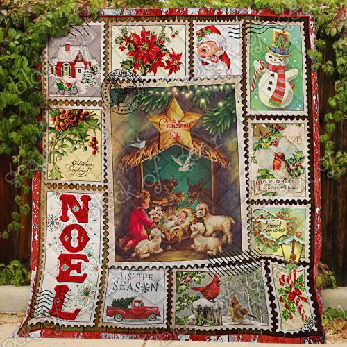 christmas joy to the world and merry christmas all over print quilt 3