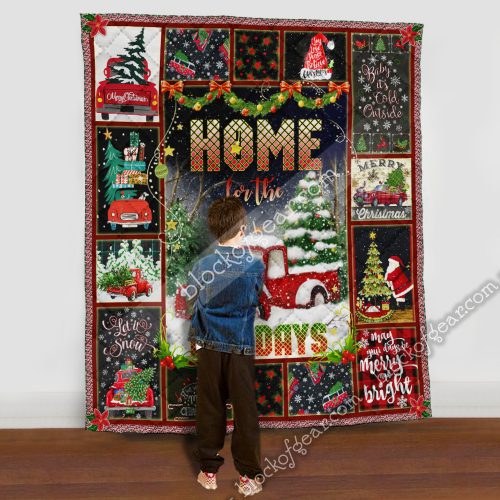 christmas red truck home for the holiday all over print quilt 5