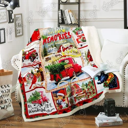 christmas red truck the best memories are made on the farm blanket 3