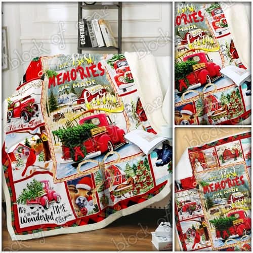 christmas red truck the best memories are made on the farm blanket 5