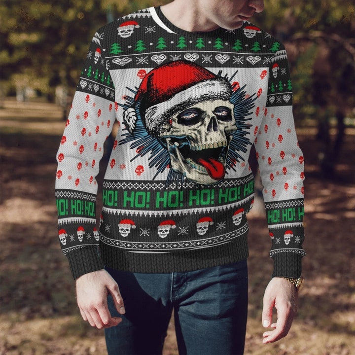 christmas time santa skull ho ho ho full printing sweatshirt