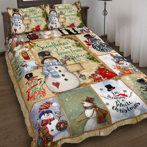 christmas time snowflakes are kisses from heaven bedding set 2