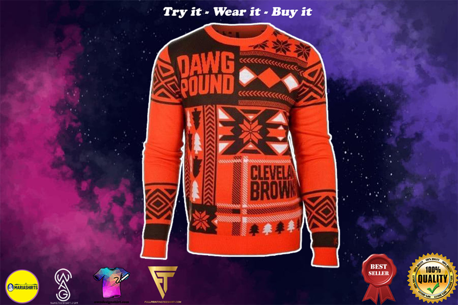 cleveland browns patches ugly christmas sweater