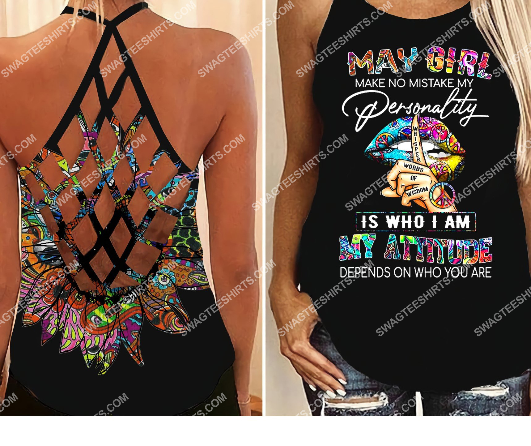 colorful sexy lips may girl makes no mistake strappy back tank top 2