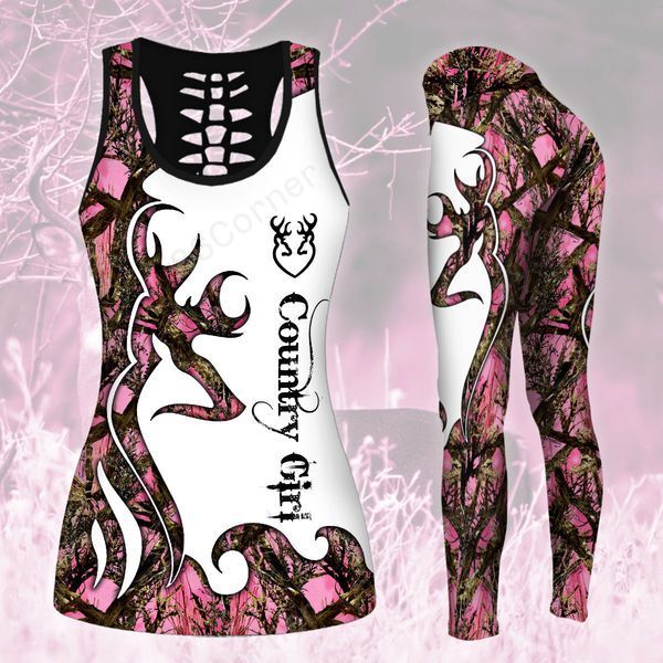 country girl for hunter camo all over printed tank top