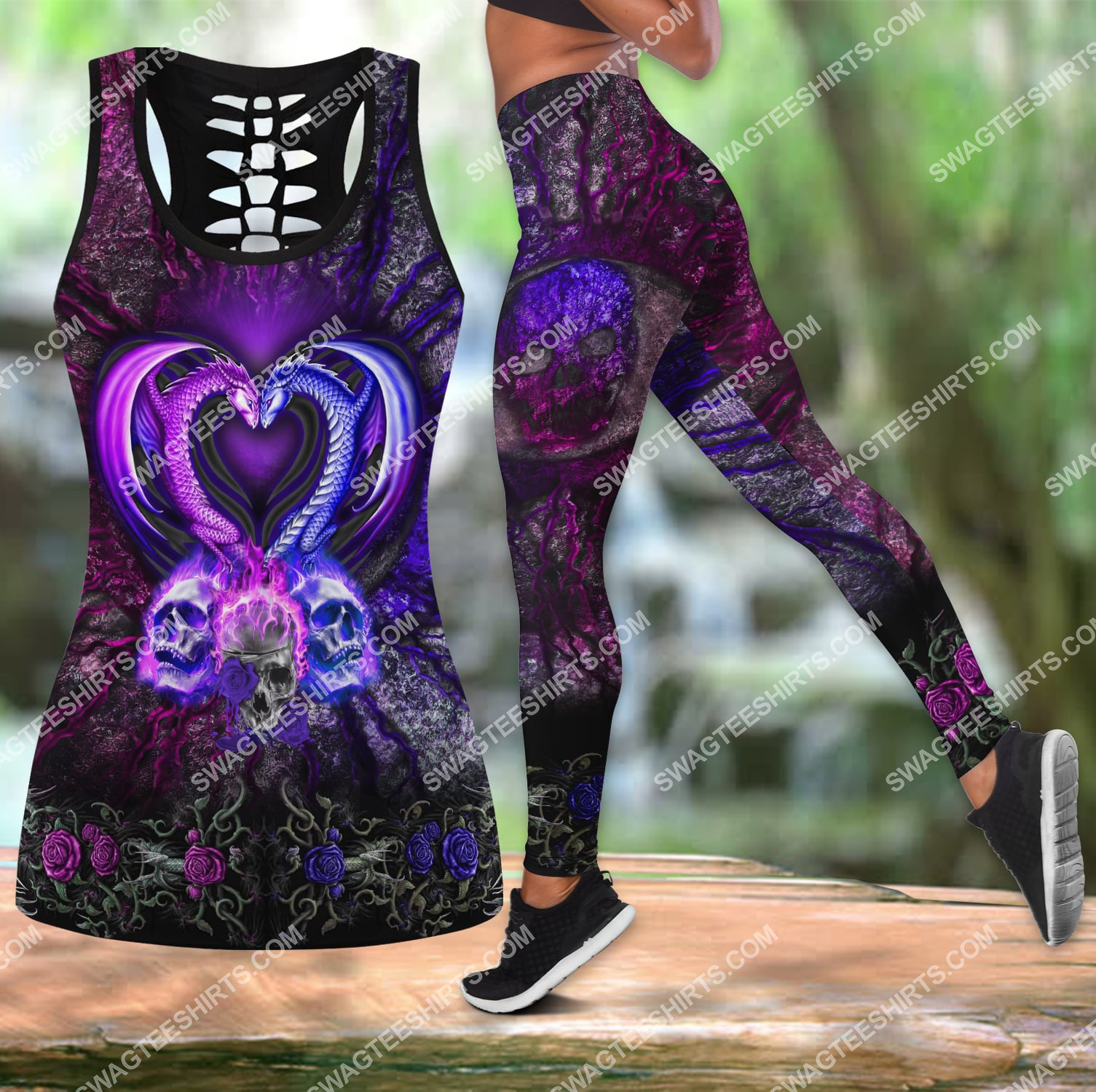 couple dragon and skull all over printed set sports outfit 3 - Copy (2)
