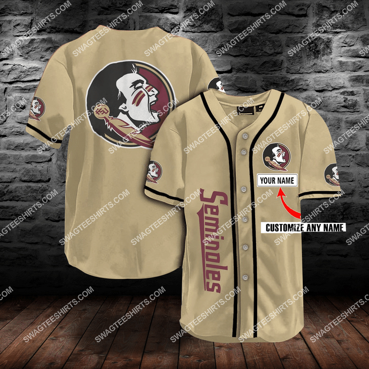 custom name baseball team florida state seminoles full printing baseball jersey 2 - Copy (2)