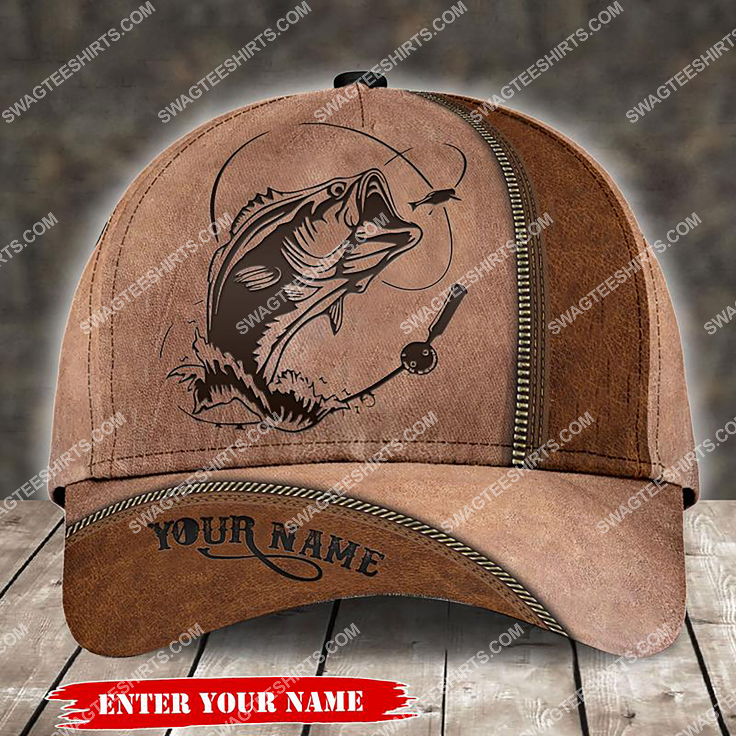 custom name fishing leather all over printed classic cap 3 - Copy (2)