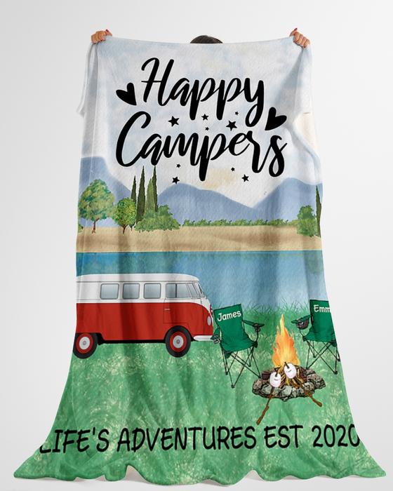 custom name happy campers lifes adventures camping blanket 4