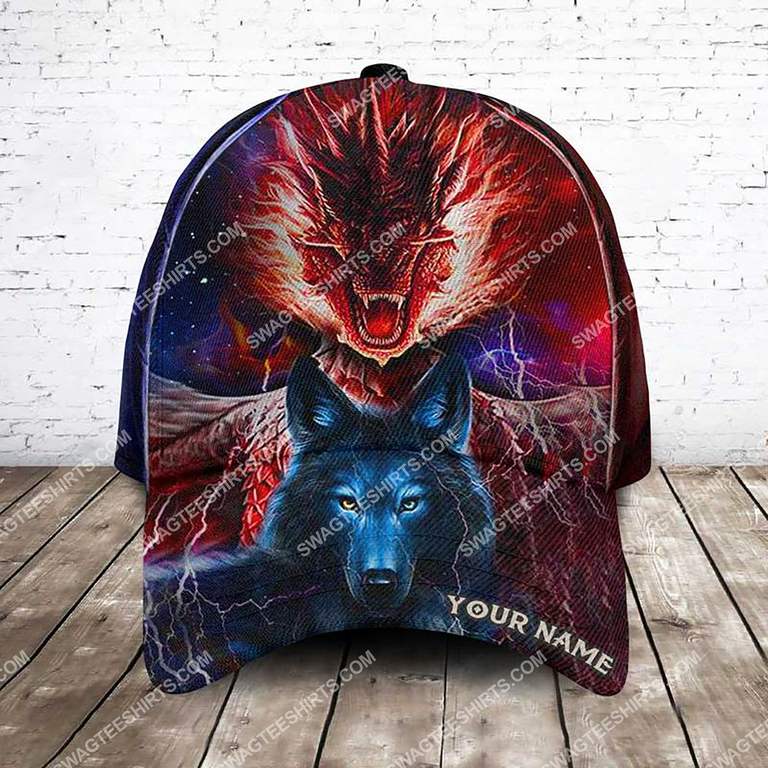 custom name ice and fire dragon and wolf all over printed classic cap 3 - Copy (2)