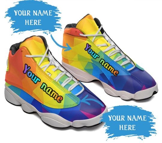 custom name lgbt color pattern all over printed air jordan 13 sneakers 2