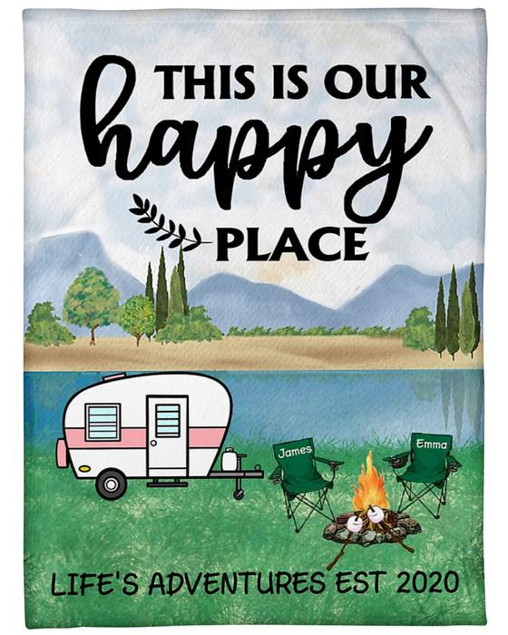 custom name this is our happy place lifes adventures camping blanket 2