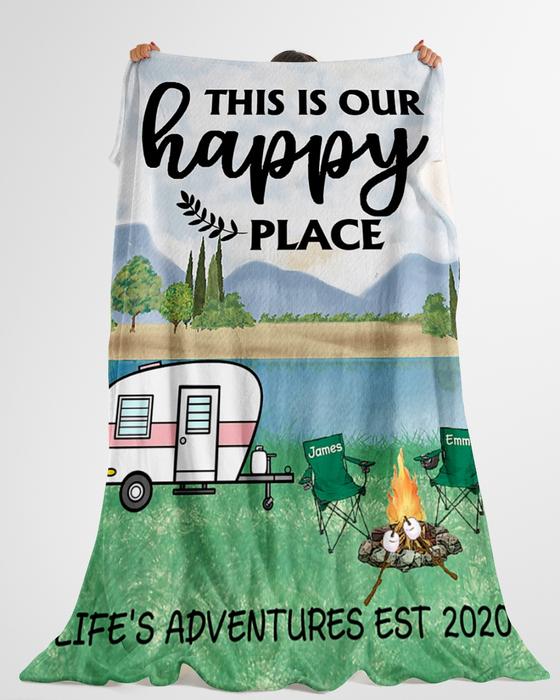 custom name this is our happy place lifes adventures camping blanket 3
