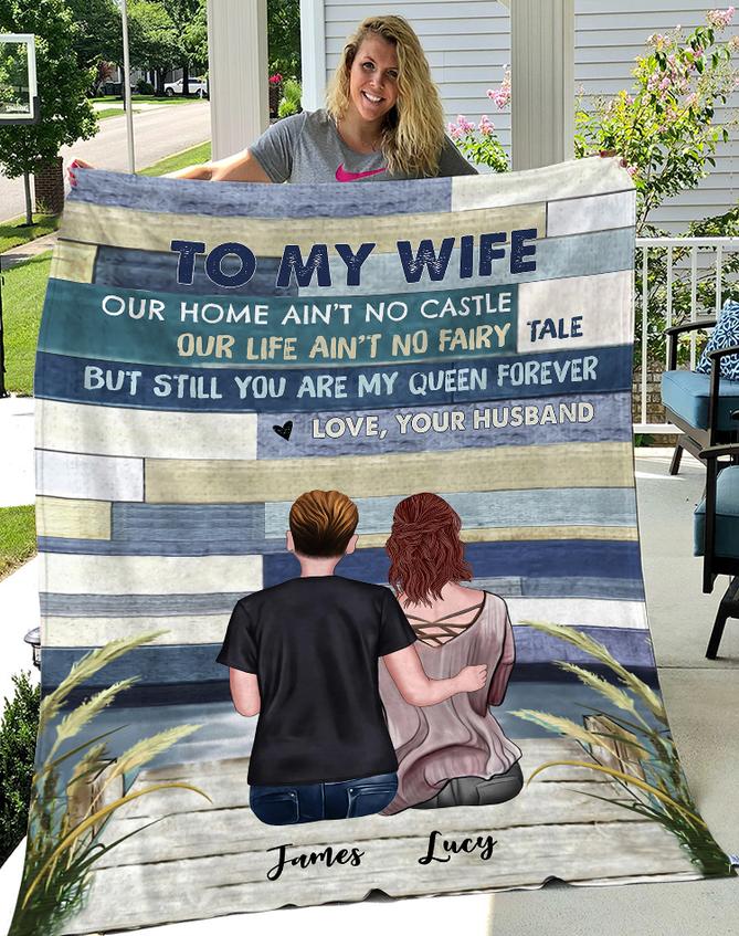 custom name to my wife you are my queen forever love your husband blanket 5