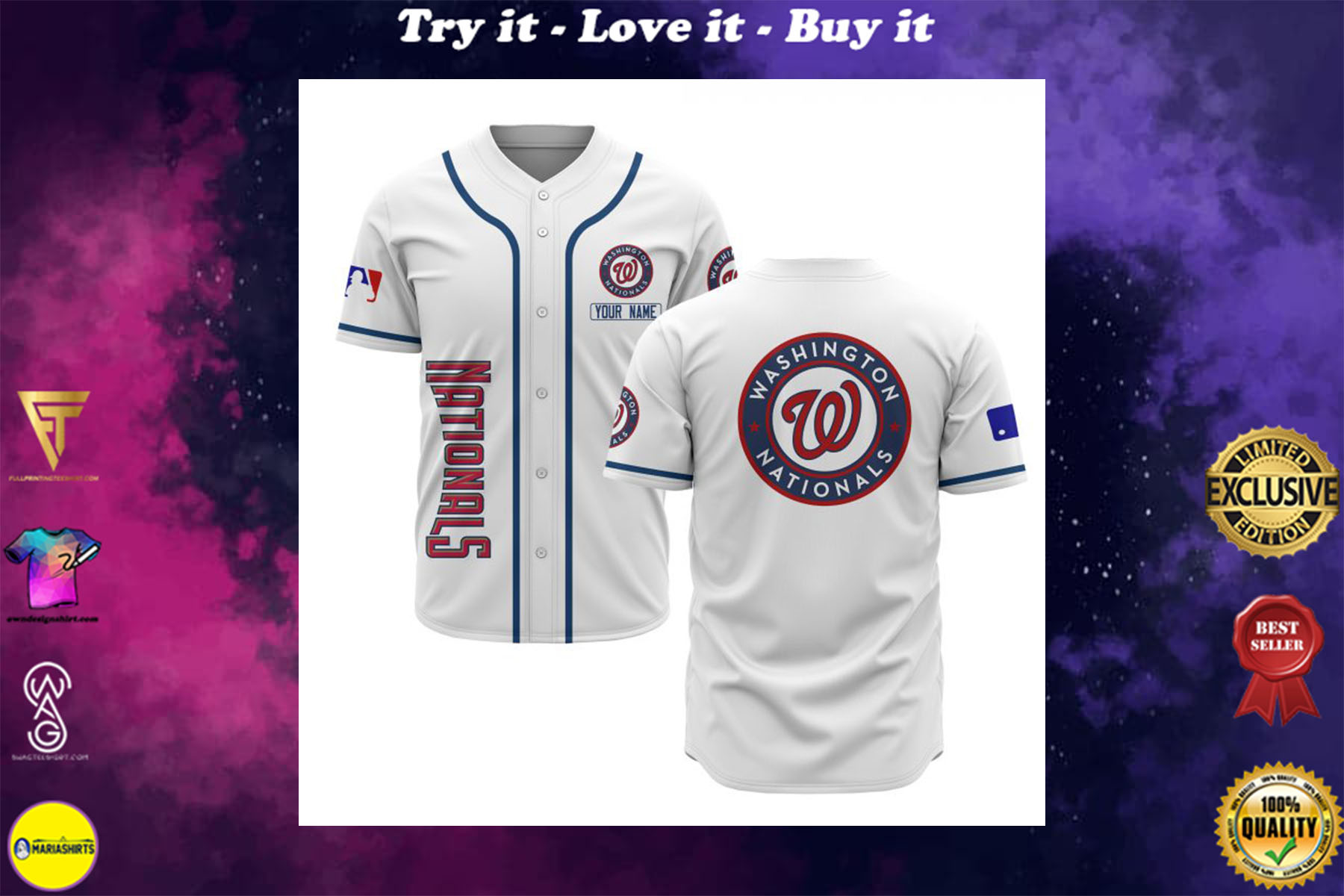 custom name washington nationals baseball shirt