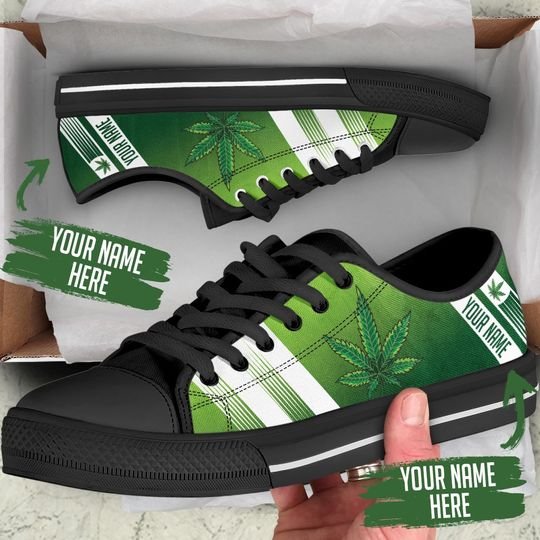 custom your name marijuana leaf full printing low top shoes 3